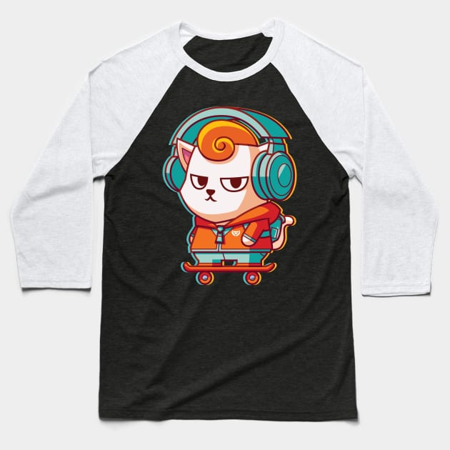 CatSoki Headphones Baseball T-Shirt by CatSoki